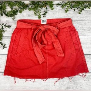 BDG By Urban Outfitters Red Tie Waist Denim Mini Skirt Medium